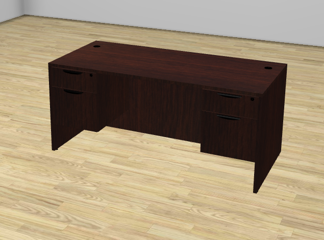 Traditional Straight Desk with Two Hanging File Drawers