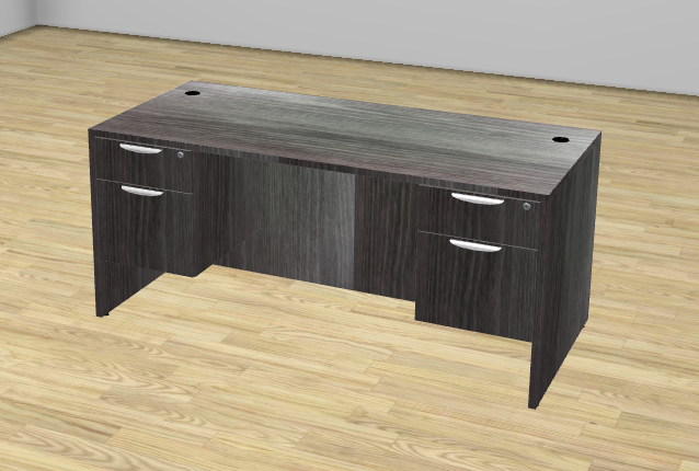 Traditional Straight Desk with Two Hanging File Drawers