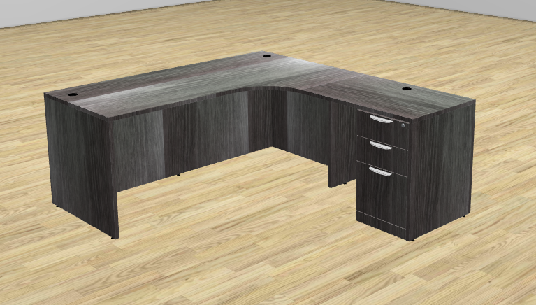 Radial L Desk with File