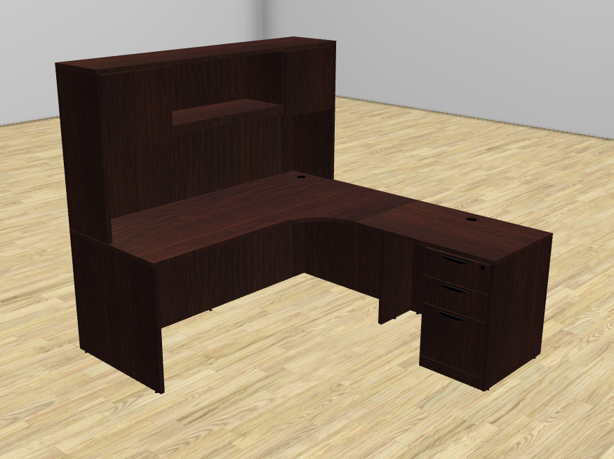 Classic Series L Desk with Overhead Hutch & File