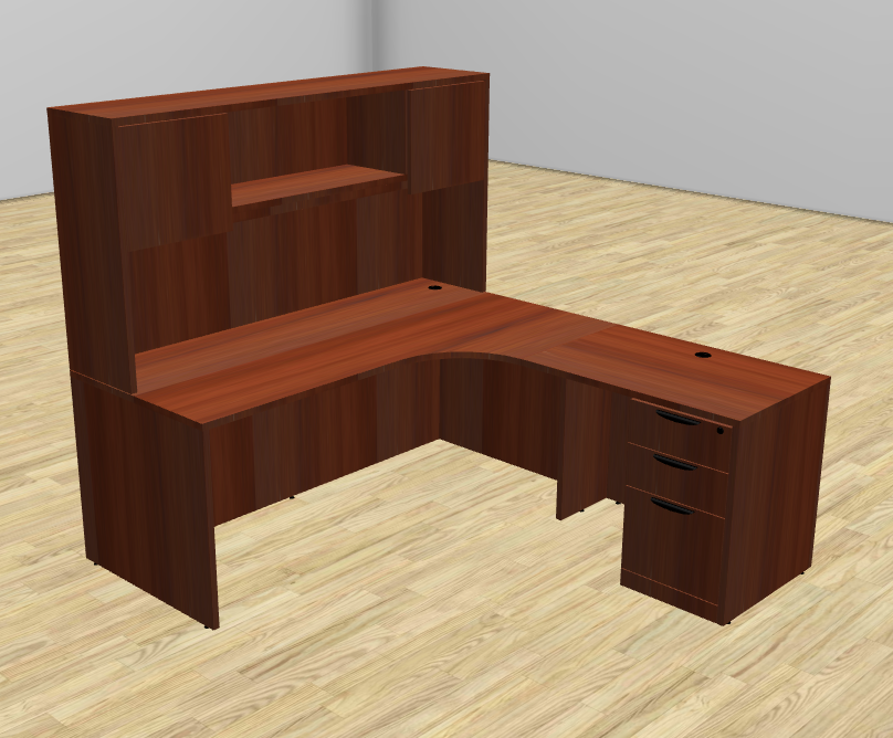 Classic Series L Desk with Overhead Hutch & File