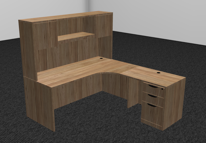 Classic Series L Desk with Overhead Hutch & File