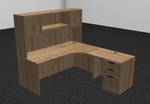 Classic Series L Desk with Overhead Hutch & File