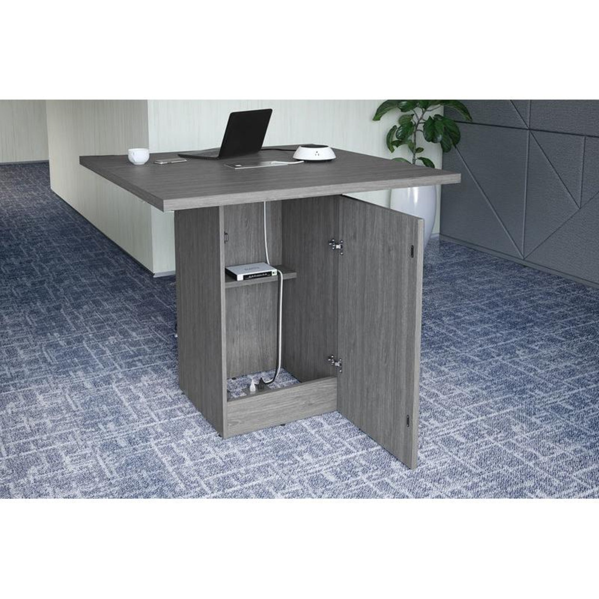 Cafe Height Cube Base Conference Table Newport Gray