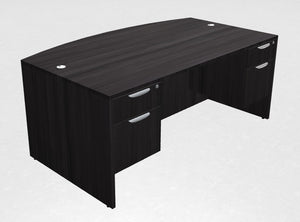 Classic Series Bowfront Desk with Hanging Pedestals