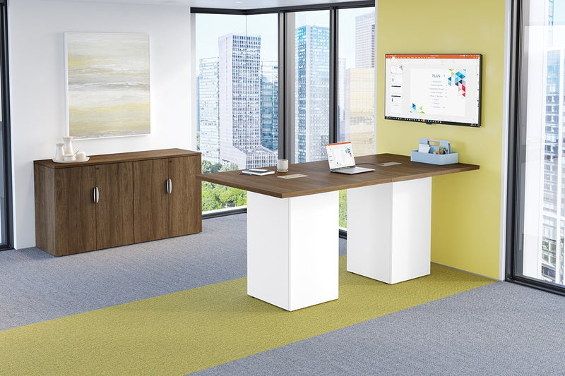 Cafe Height Square Top Cube Base Conference Table