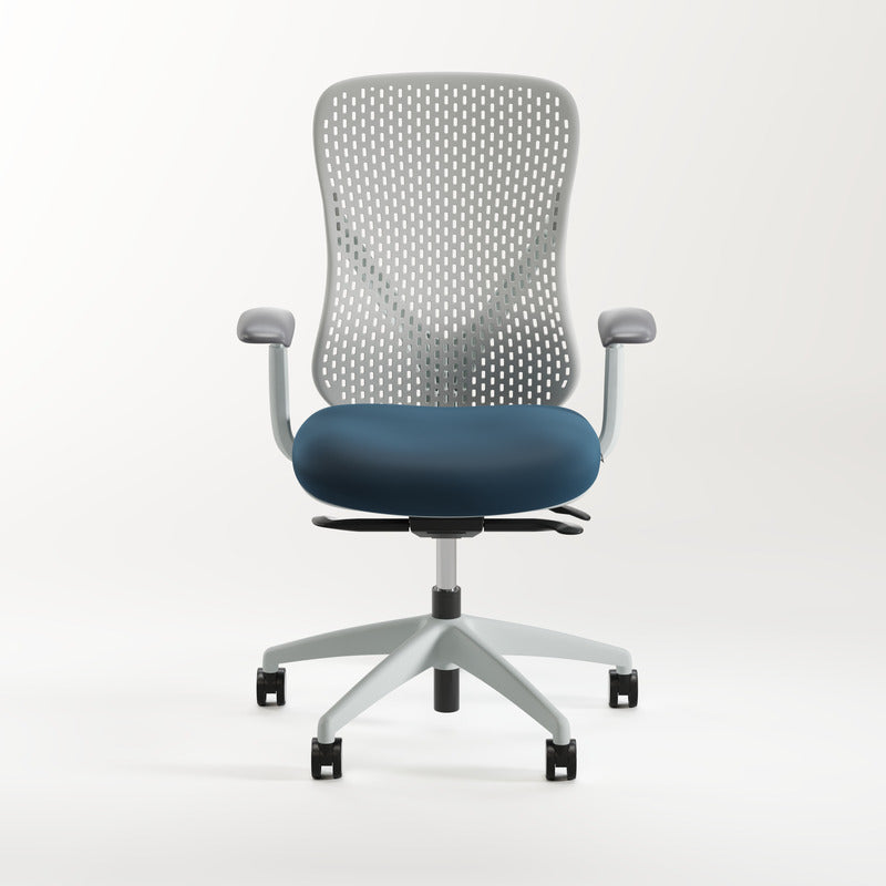 Konfurb Nuvé Executive Chair, white frame, blue seat