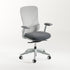 Konfurb Nuvé Executive Chair, white frame, charcoal seat, angled view