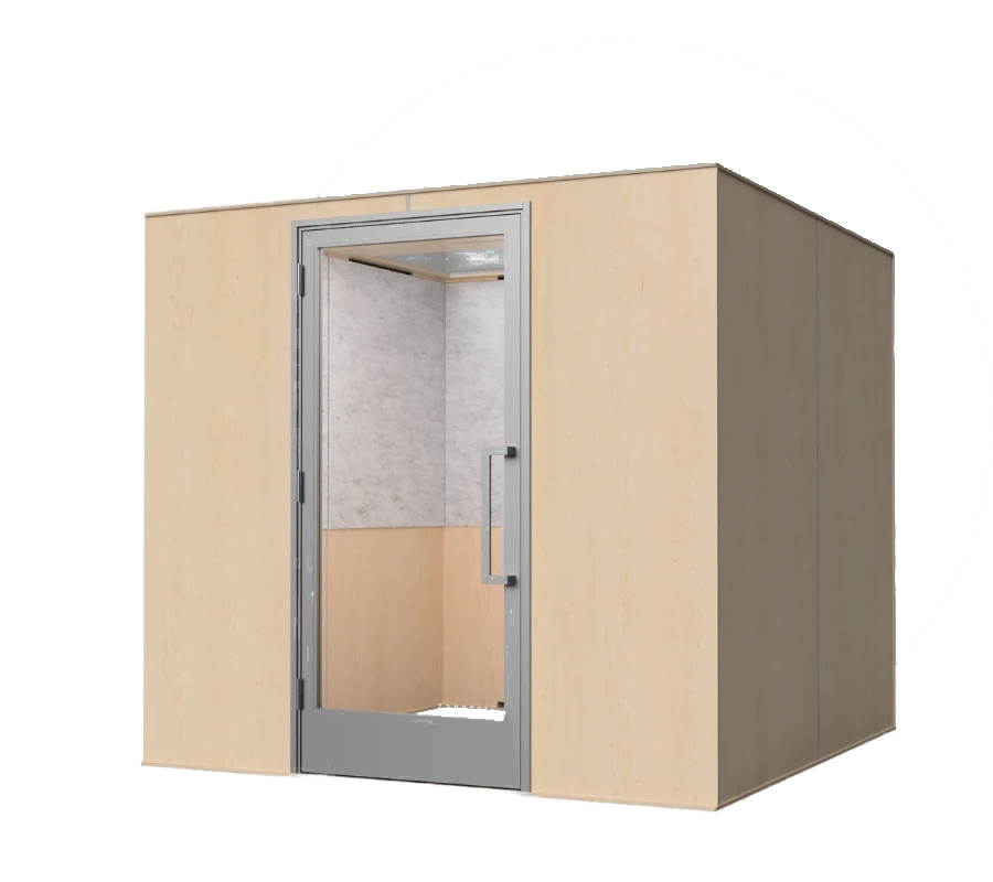 Zenbooth Quad ADA-compliant meeting room — Maple exterior, product view on white