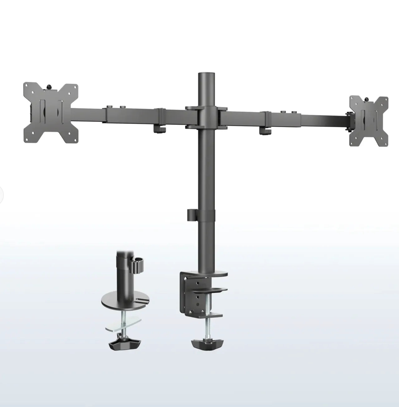 Clamp-On Telescoping Dual Monitor Arm