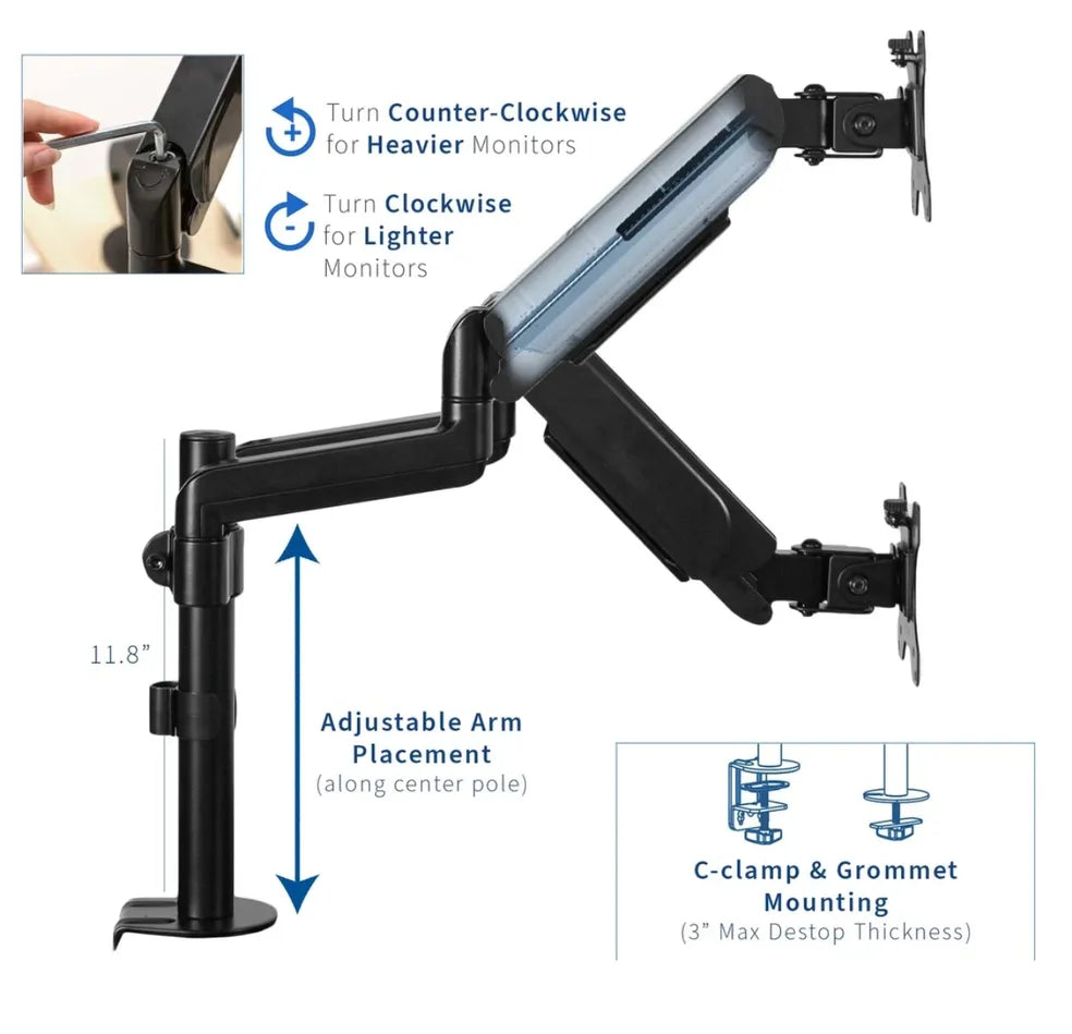 Clamp-On Pneumatic Monitor Arm