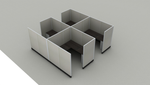 Systems In-Stock 6x6 four station square cubicle cluster, 67 inch full privacy panel height, a Herman Miller AO2 alternative