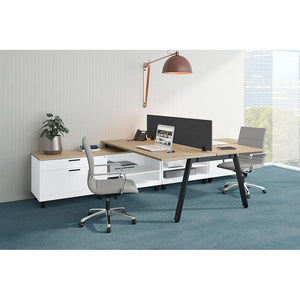 Elements Series Two-Person Workstation with Low Storage
