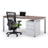 Desk with silver metal mobile file cabinet