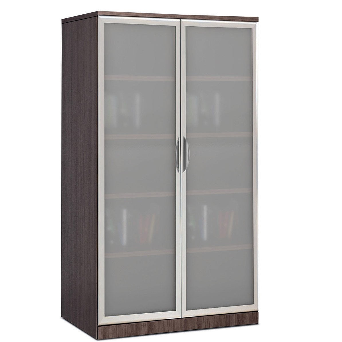 Storage cabinet with glass doors and adjustable shelves