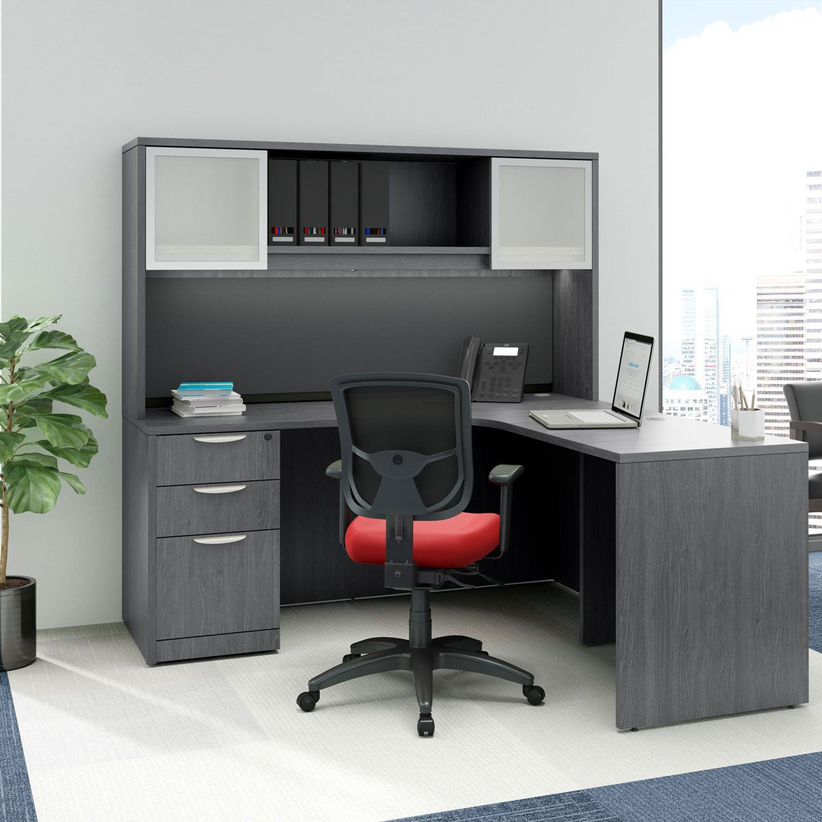 Workstation with overhead storage and filing