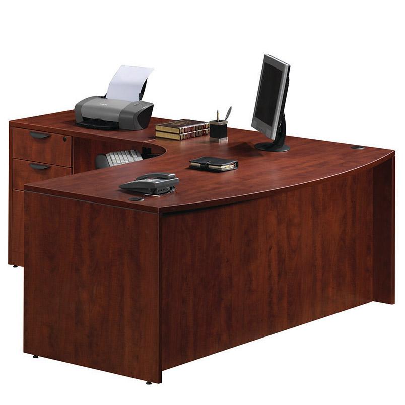 L Desk with Radial Bow Front