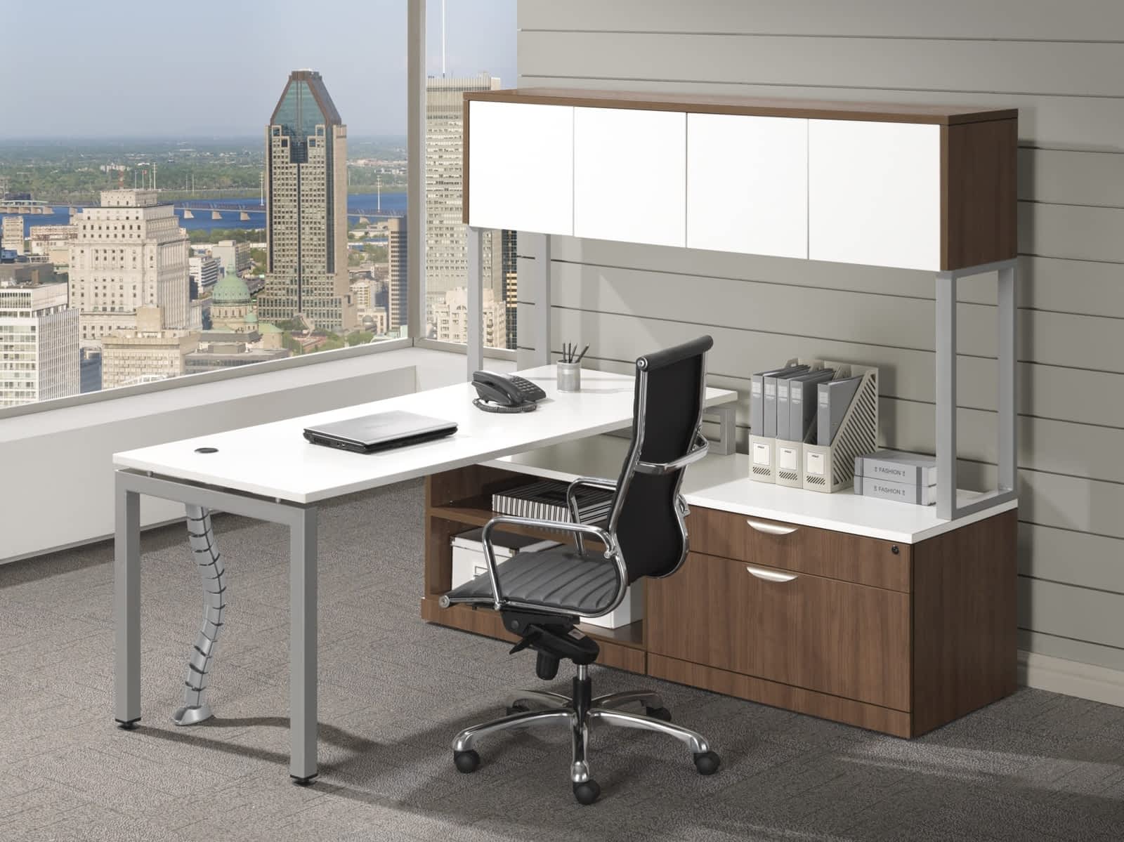 L-Desk with Side Hutch and Storage