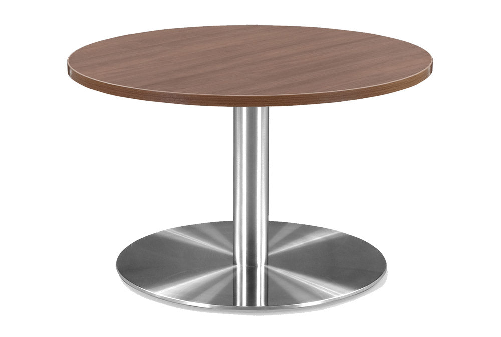 Round Coffee Table with Brushed Metal Base