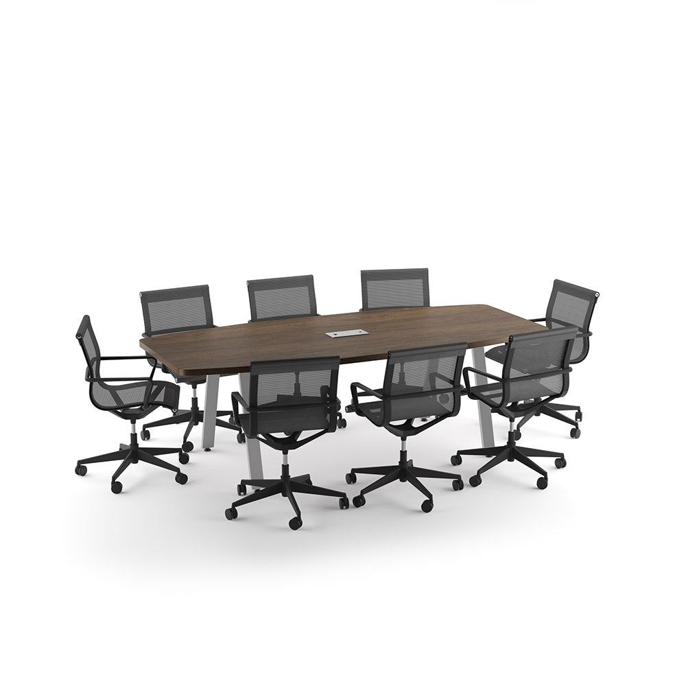 Boat-Shaped Conference Table with Metal or Wood VA Legs