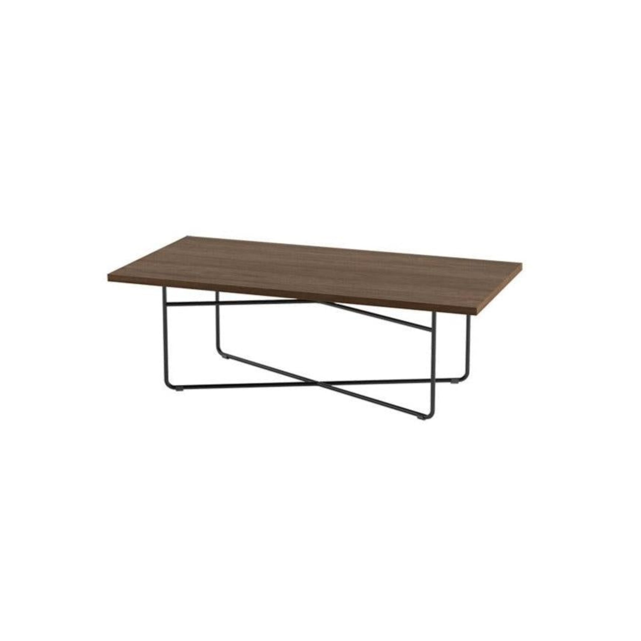 Steel X-Base Coffee Table Modern Walnut
